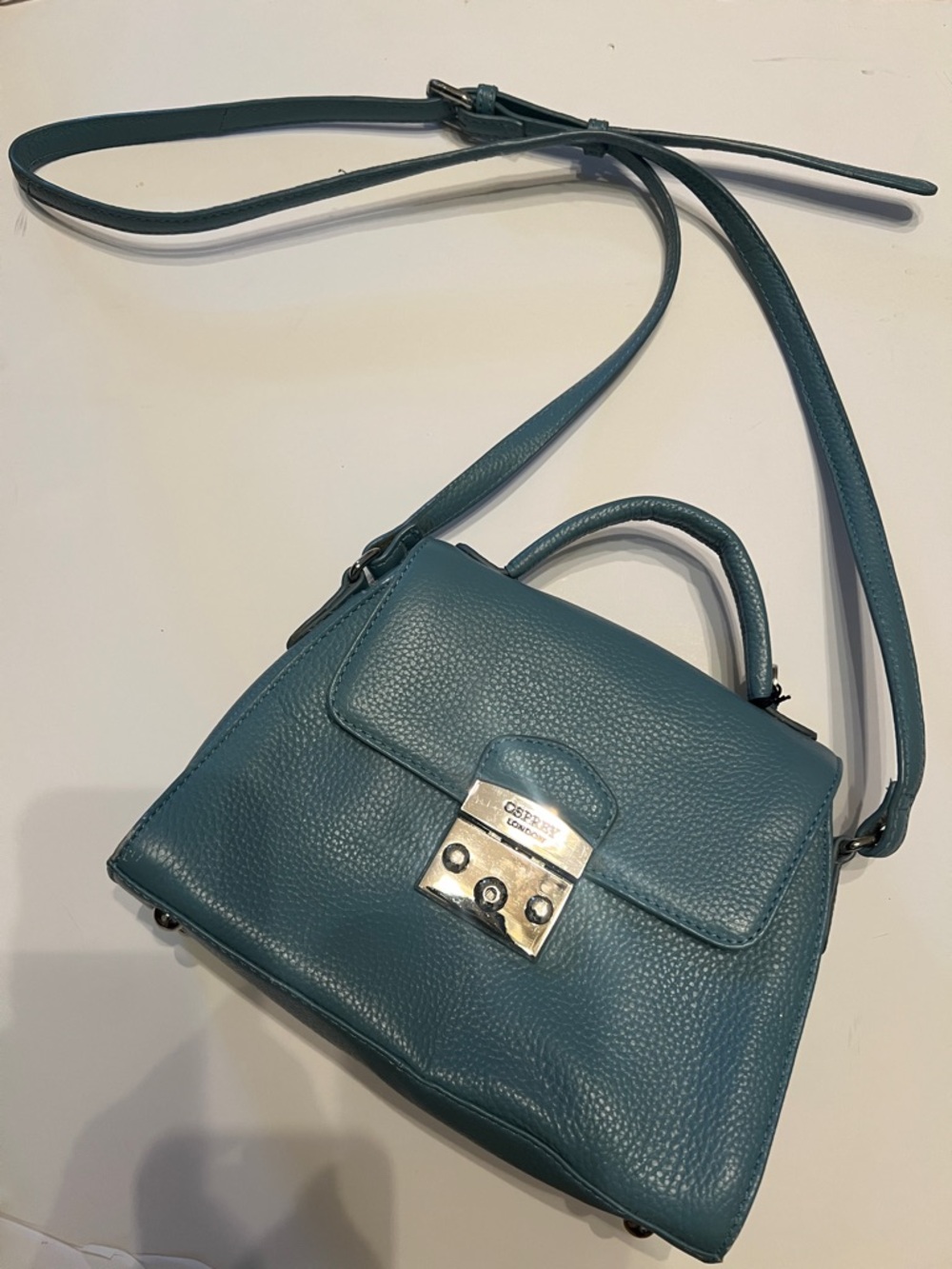 NWT‎ Osprey Blue Leather Top-Handle Crossbody Love leather Bag